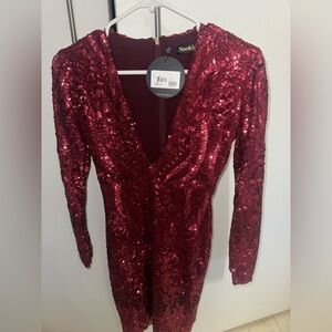 Nookie fantasy red long sleeve mini dress never worn with tags